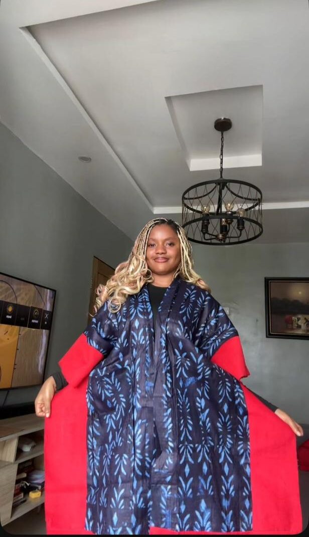 Blue with red styled kimono