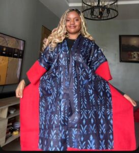 Blue with red styled kimono