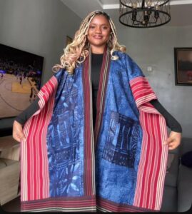 Blue with red styled kimono